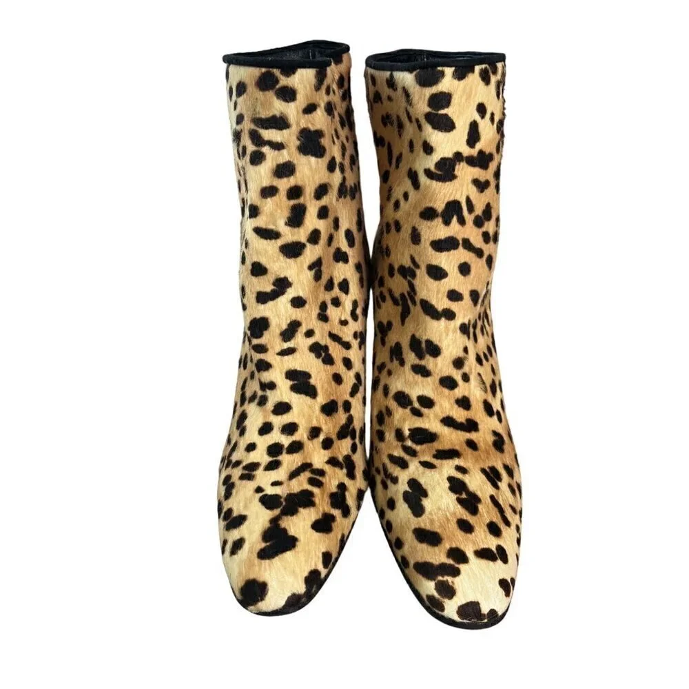 FRAME Le Rodeo Leopard Calf Hair Ankle Boots 6.5 NWOB
